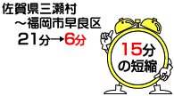 佐賀県三瀬村～福岡県早良区　21分～6分　15分短縮